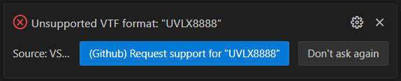 Unsupported VTF format notification